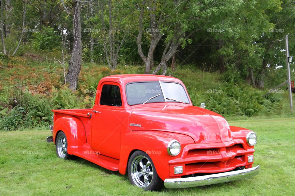 Red Chevrolet pickup 1952