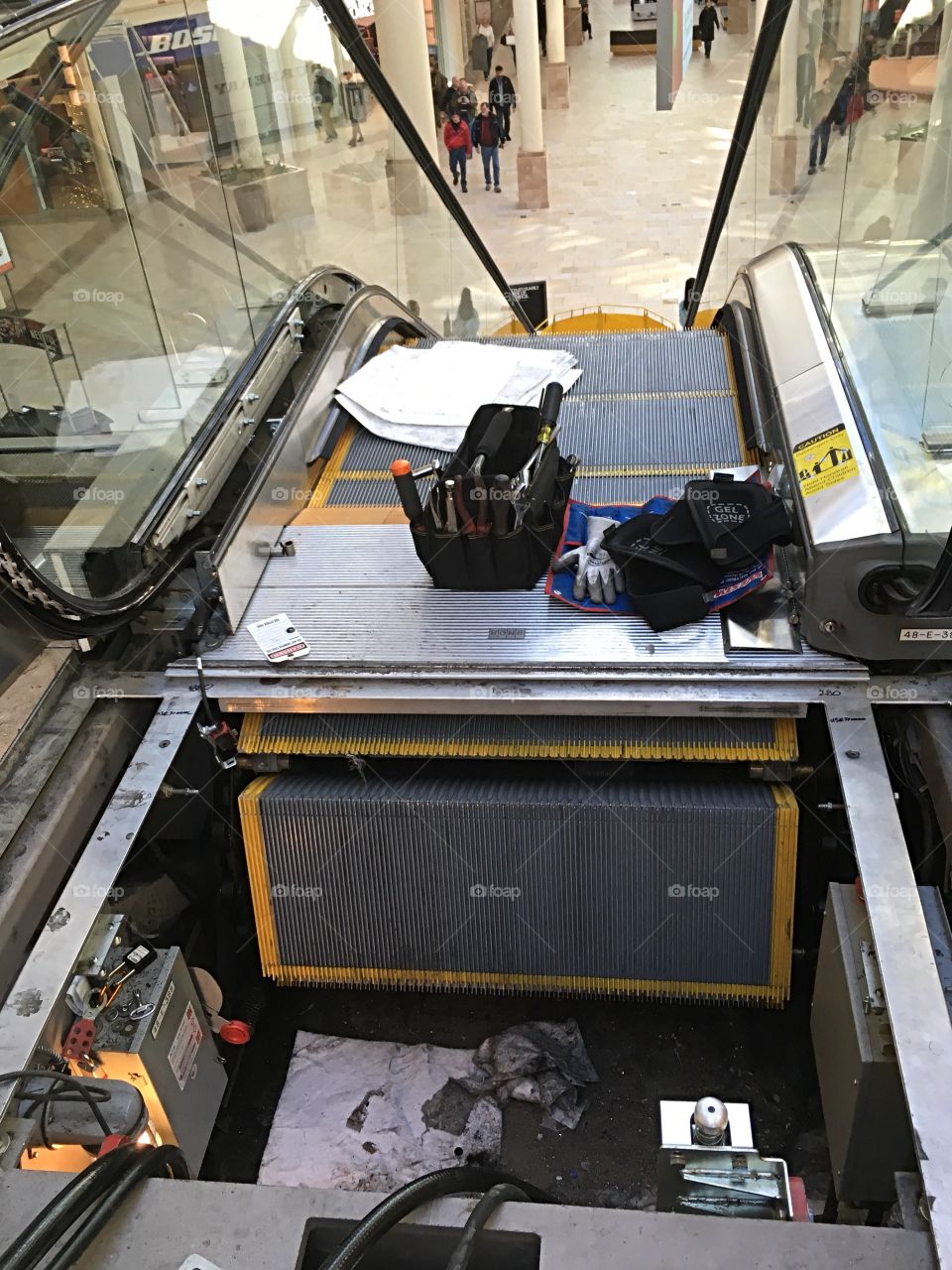 Escalator repairs at the mall