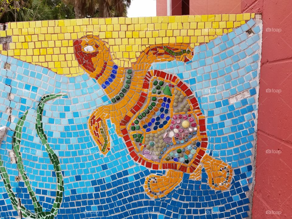 Mosaic Sea Turtle Mural