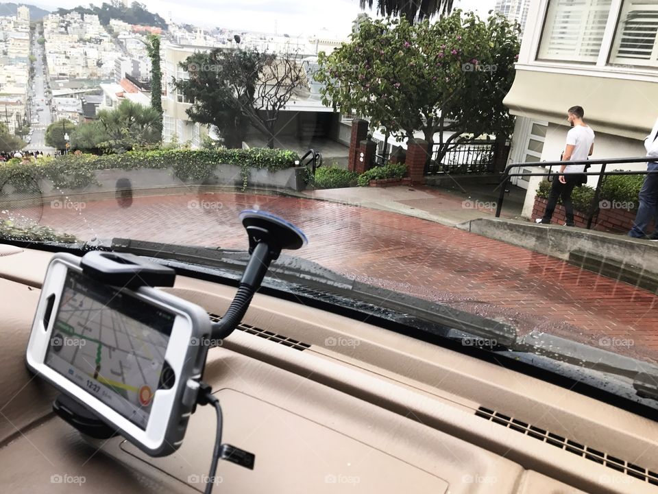Driving down Lombard Street, in San Francisco 