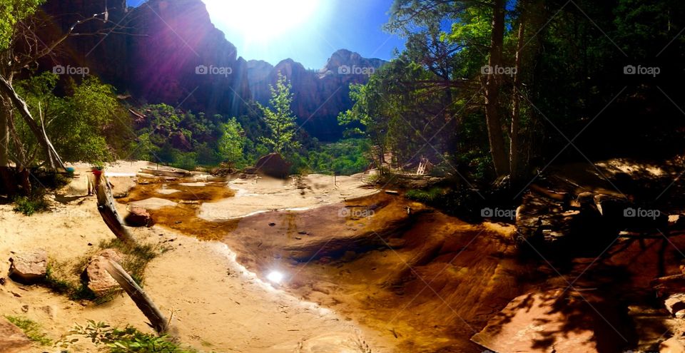 Panorama of Emerald Pools, Zion National Park. 