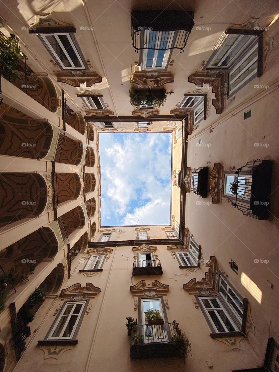 Stunning Architectural Courtyard with a Sky View Naples, Italy 