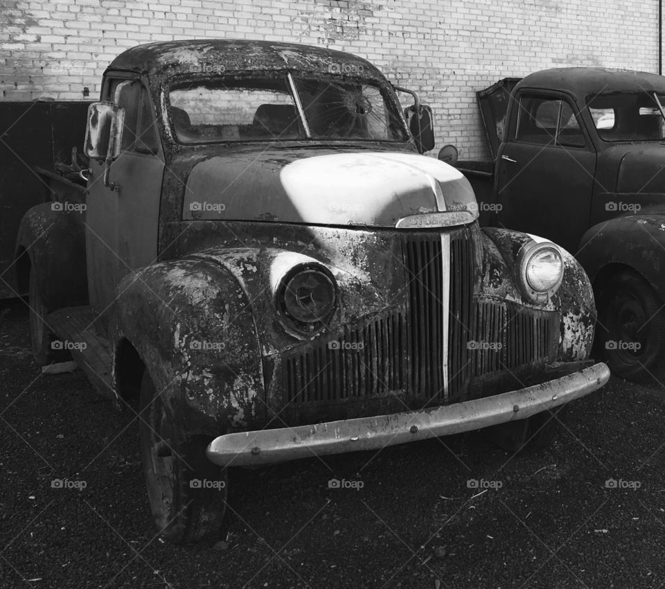 An old abandoned vintage car