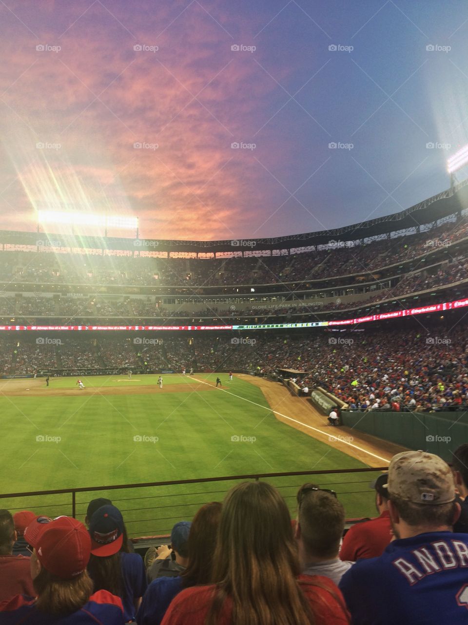 Dusk by Rangers. Baseball Sunset, Arlington, TX