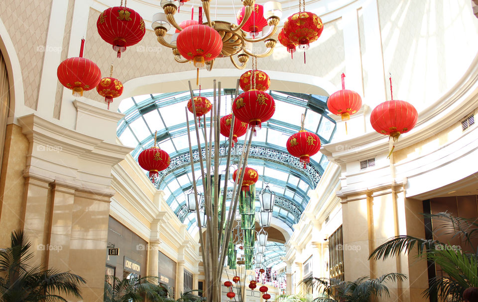 Chinese New Year Lanterns. Hallway at the Bellagio.
