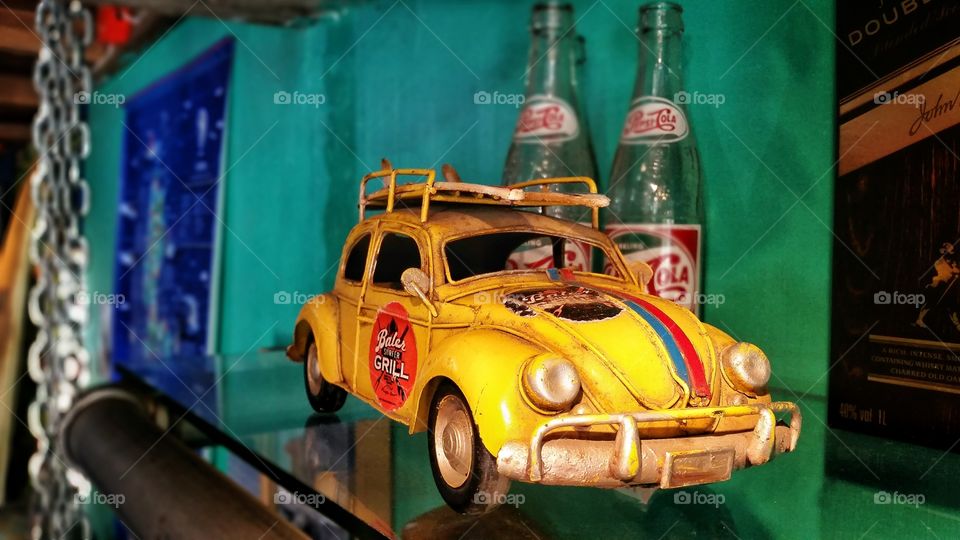 parked vintage toy car