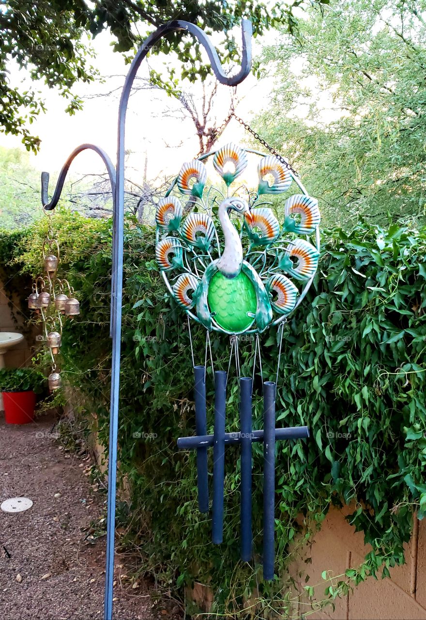 peacock wind chime