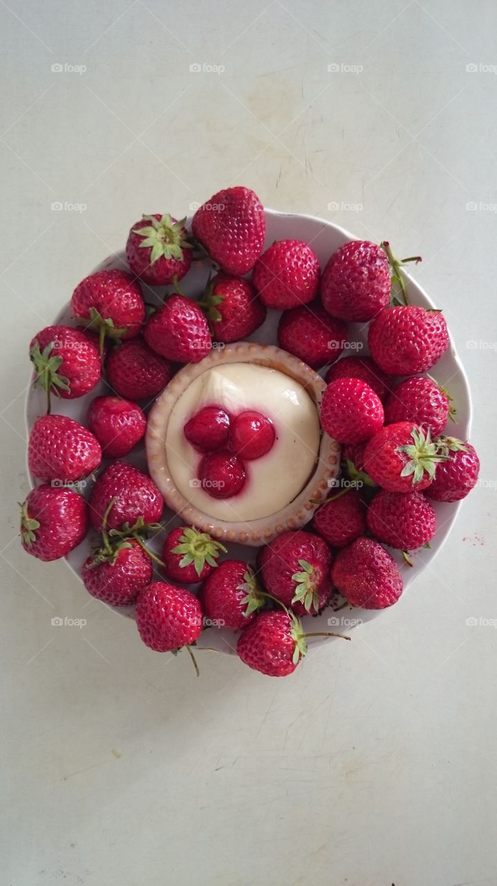strawberries and cake