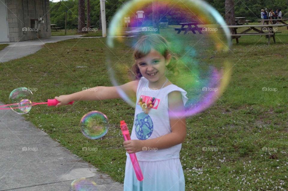 Girl in a bubble
