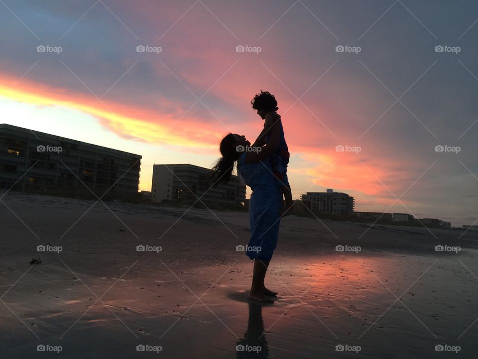 beach silhouette and beautiful scenery 