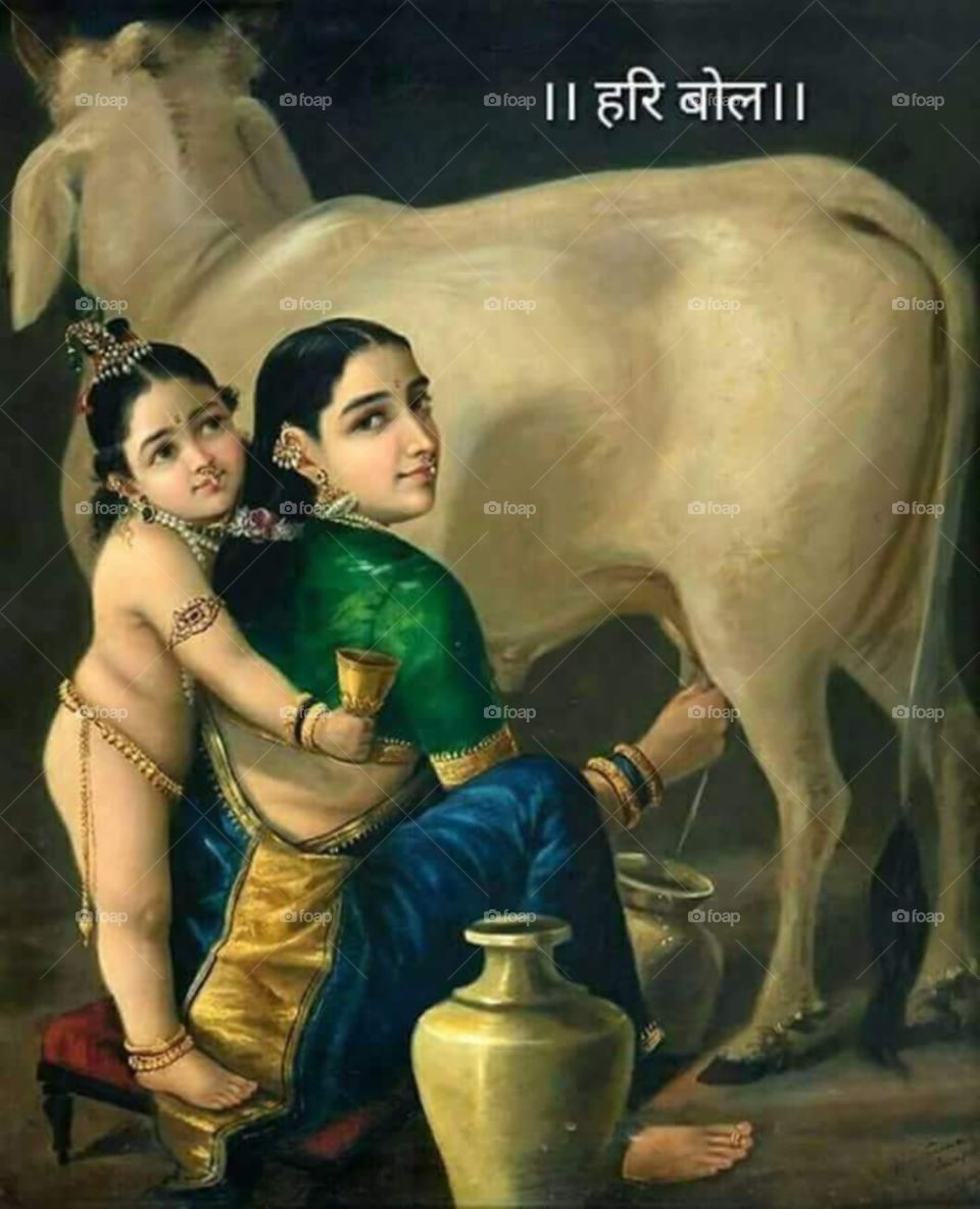 Lord Krishna with his mom