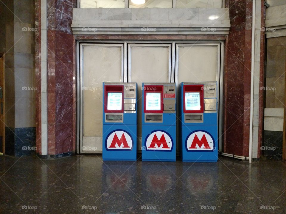 ticket machine. ticket machine inside Moscow subway station