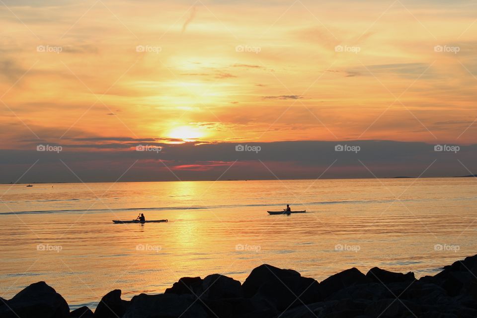 Canoes in the sunset