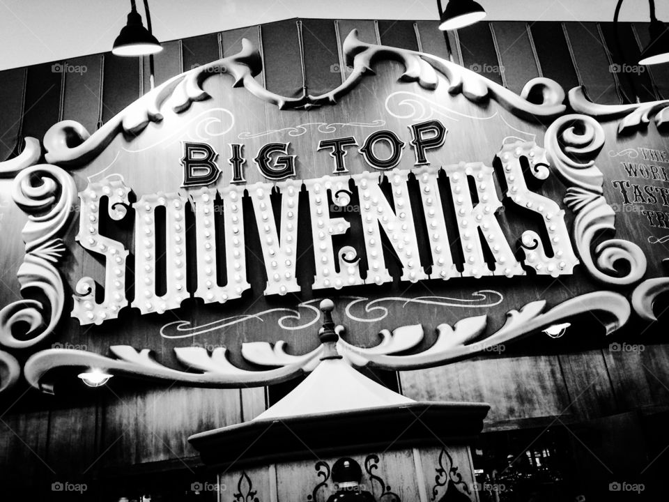 Big Top Souvenirs. Great sign offering circus inspired stuff. 