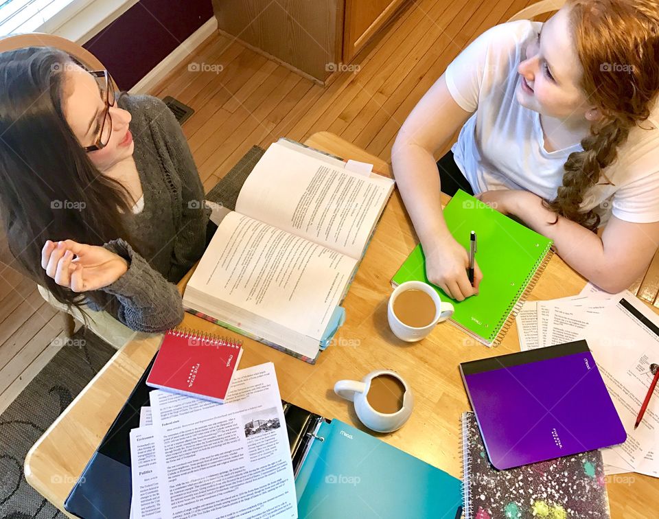 Girls at Table Studying