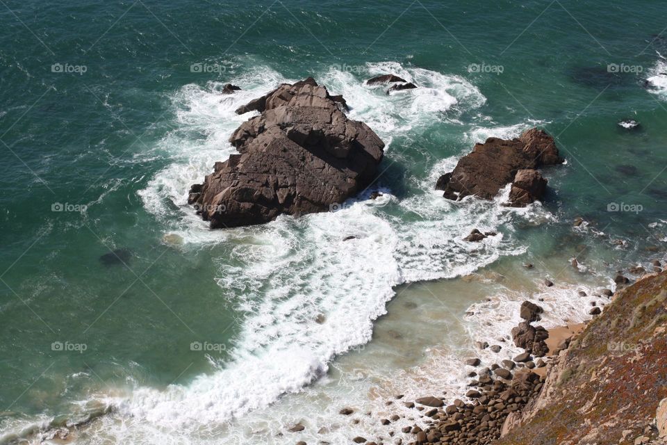 Beautiful view of Atlantic Ocean, Portugal, top view