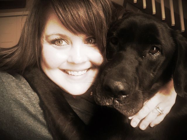 Big hug. Snuggling with my foster pup!  So glad I could save her!