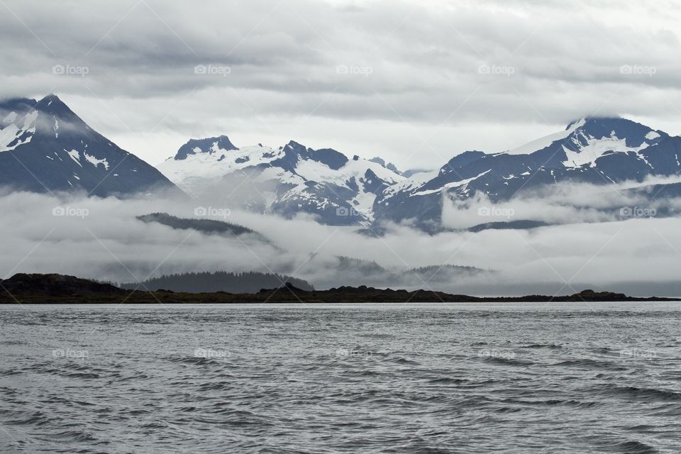 Fog over the mountains in Alaska 