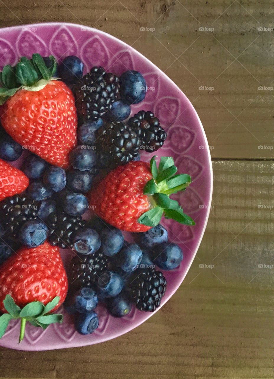 Plate of fresh berries 
