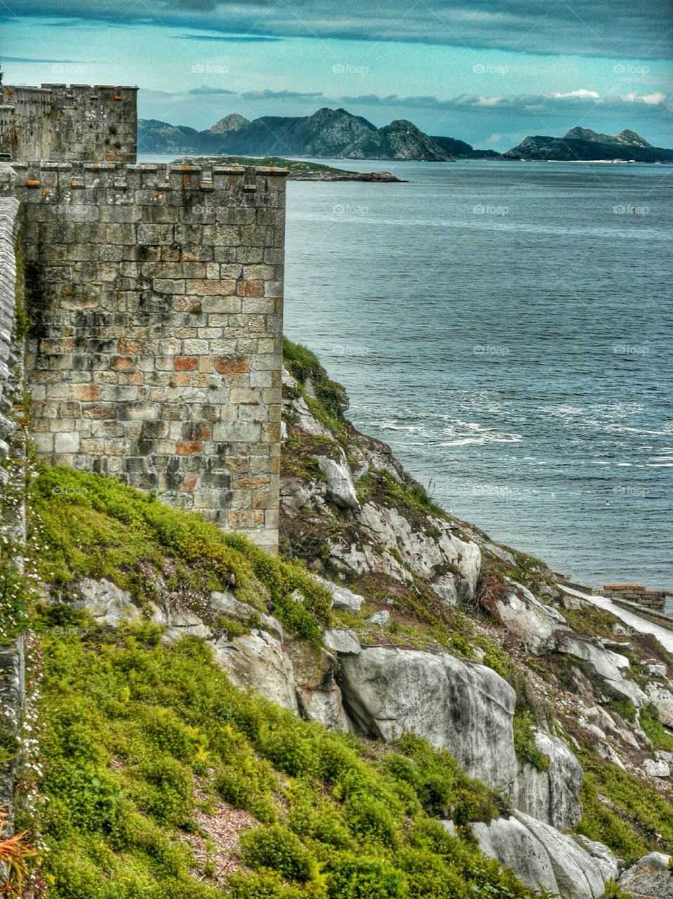 High angle view of cliff in sea