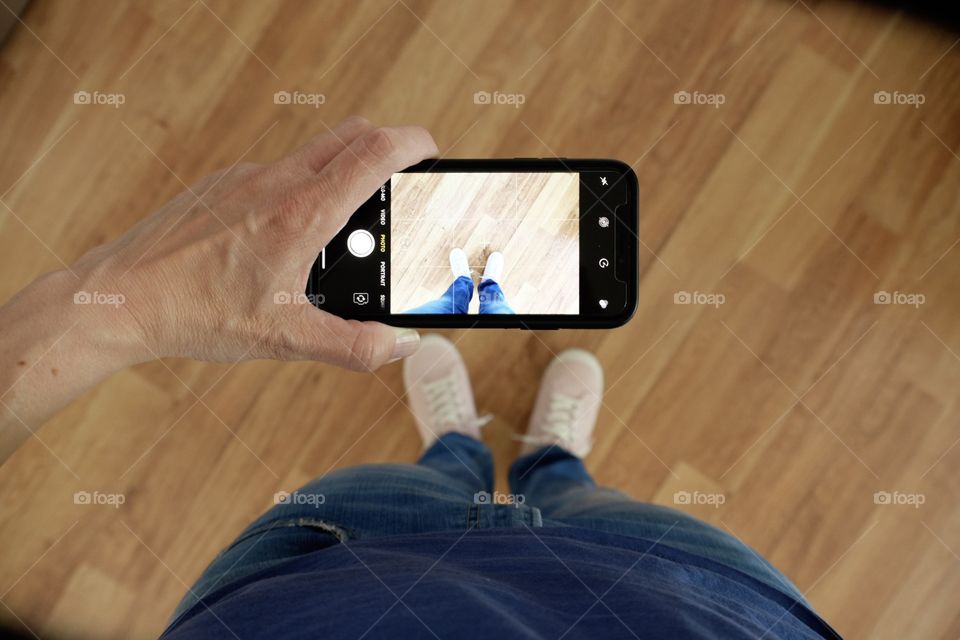 iPhone Shot Of Feet Walking, Mode Of Transportation, Walking Tennis Shoes, Exercising Shoes, Picture Of A Picture, Perspective Of A Walker