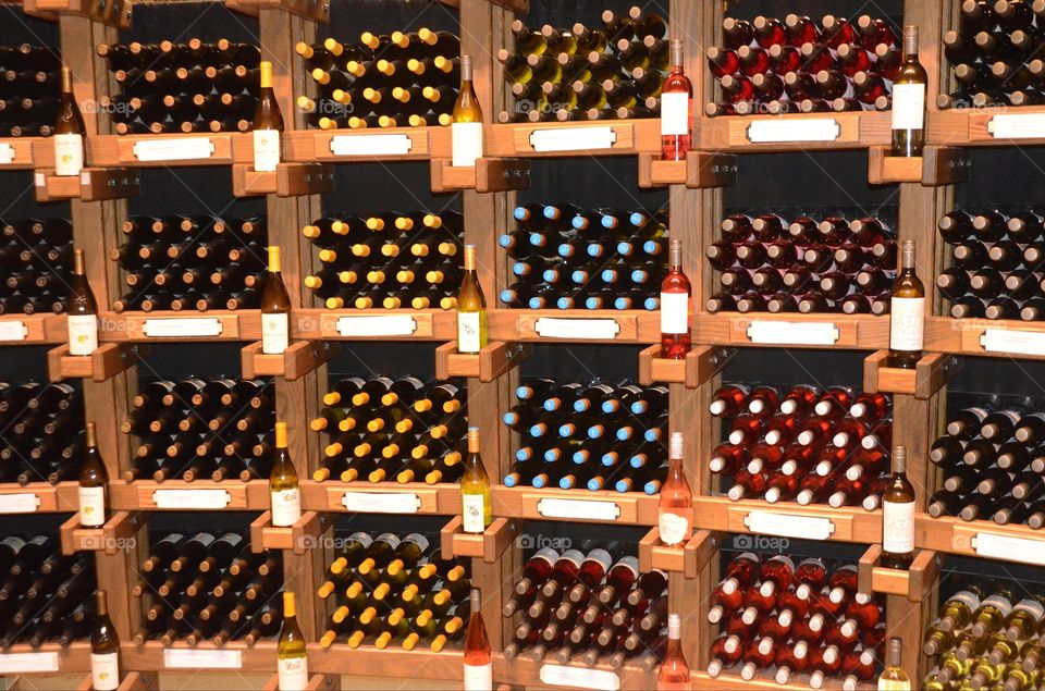 Wine racks at the Chateau Ste Michelle Winery in Seattle, Washington.