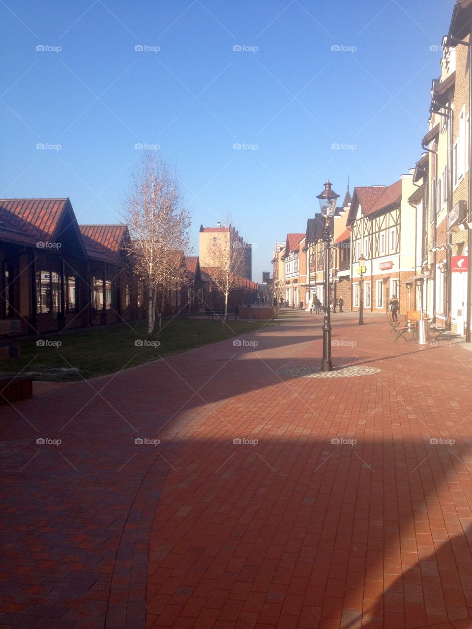 A street in a shopping mall district near Kyiv 