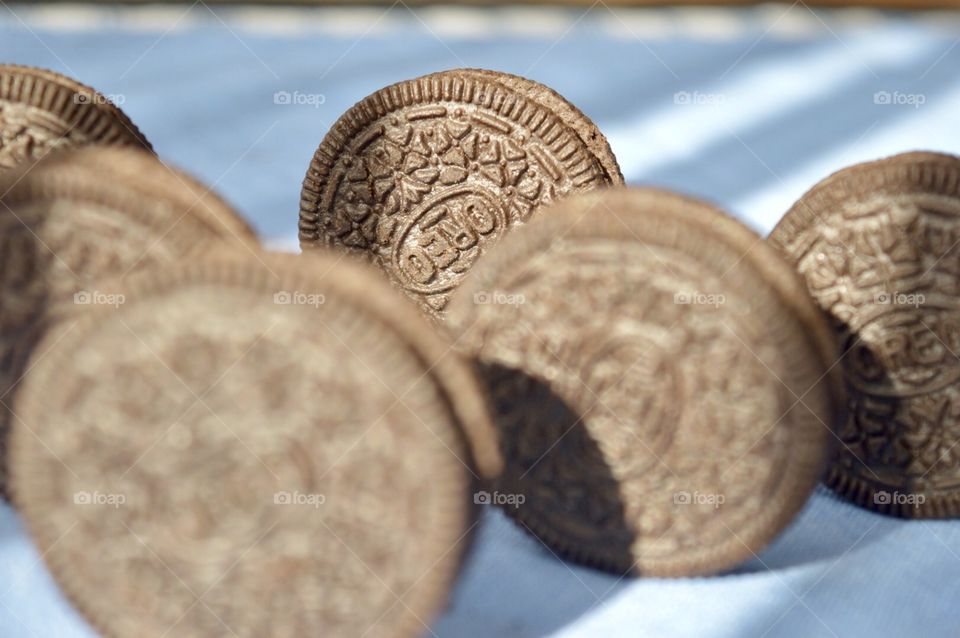 Oreo cookies on a blue background 