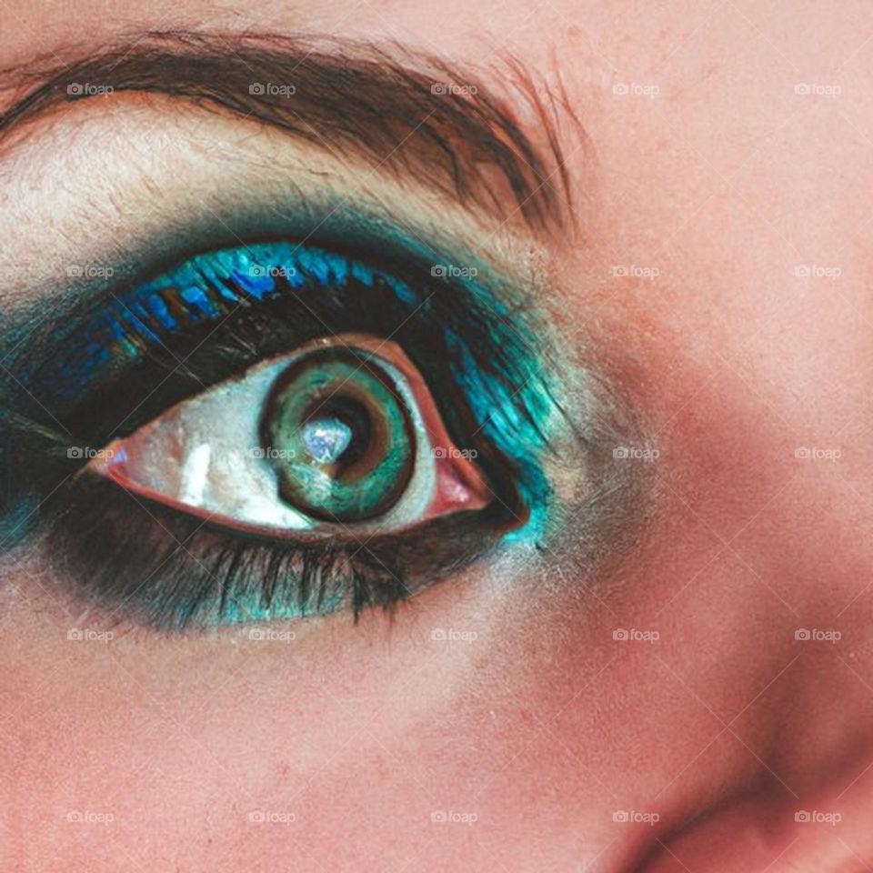 eye with metallic eye shadow
