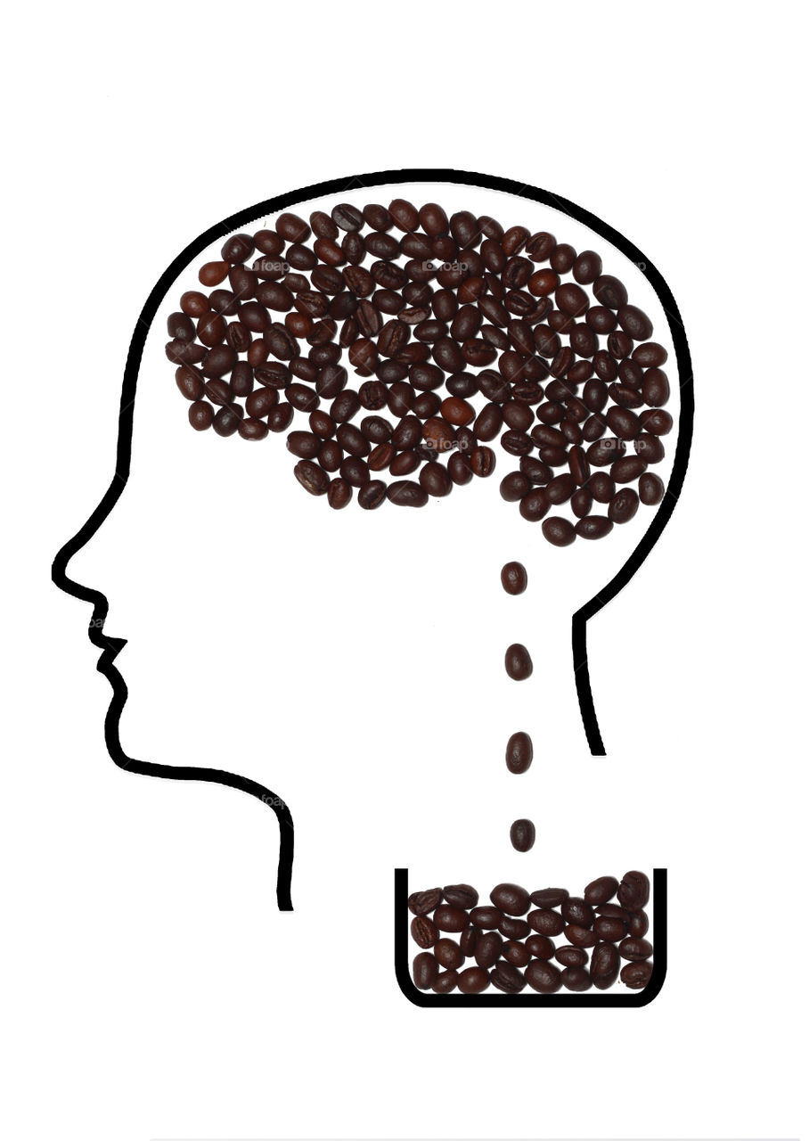 Arrangement of coffee bean with human face
