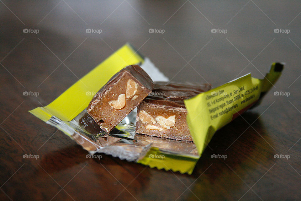 Chocolate candy with nuts