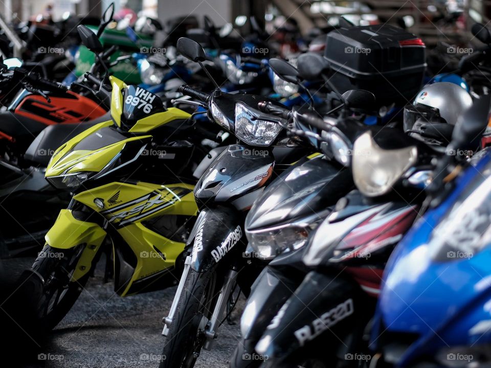 Motorcycles parking at the train station in kuala lumpur