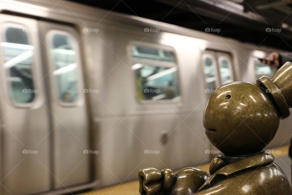 Statue of Man in NYC Subway