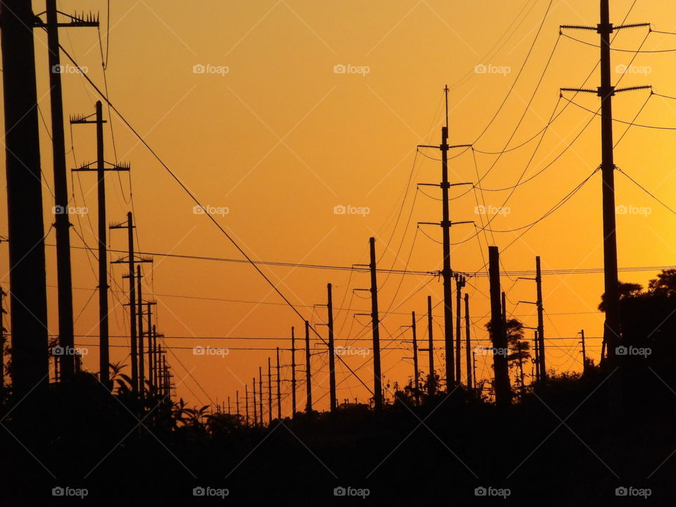 power lines at sunset