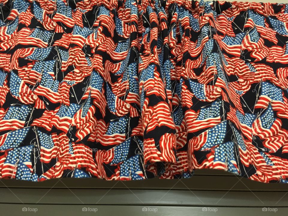Happy Memorial Day to everyone! This is an American flag curtain red,white and blue.