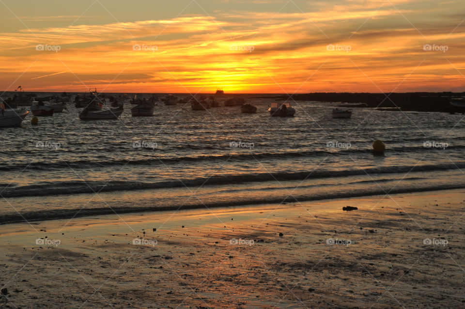 Amazing Spanish beach at sunset