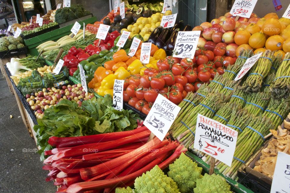 Fresh fruits and vegetables at a local farmers market