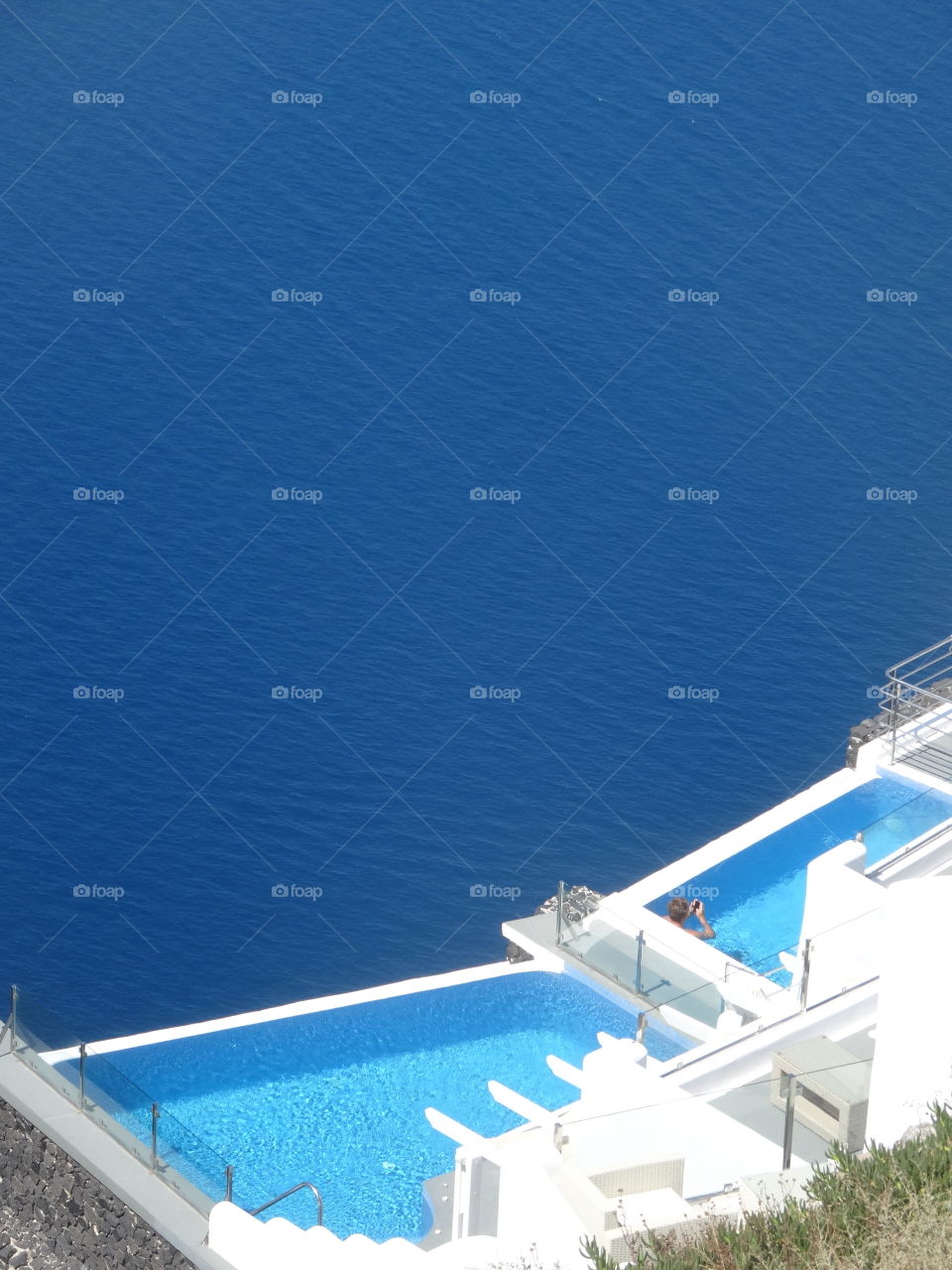 overlooking the sea in Santorin