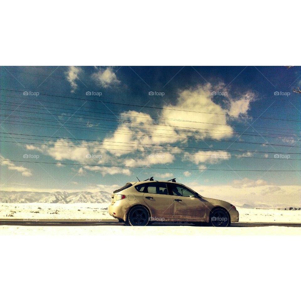 snowy subie