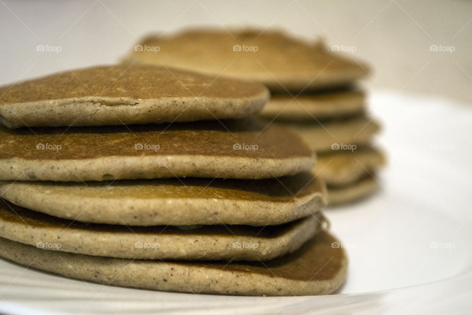 Stacks of home made American pancakes