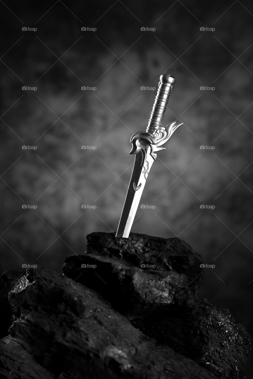 King Arthur's sword or Excalibur in a stone