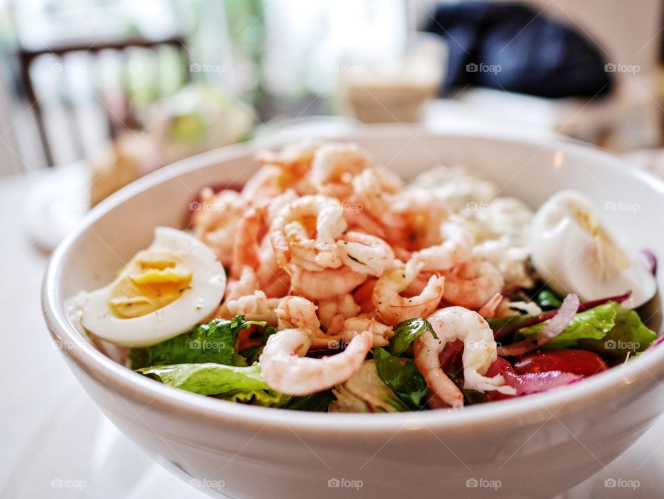 Shrimp salad in a bowl