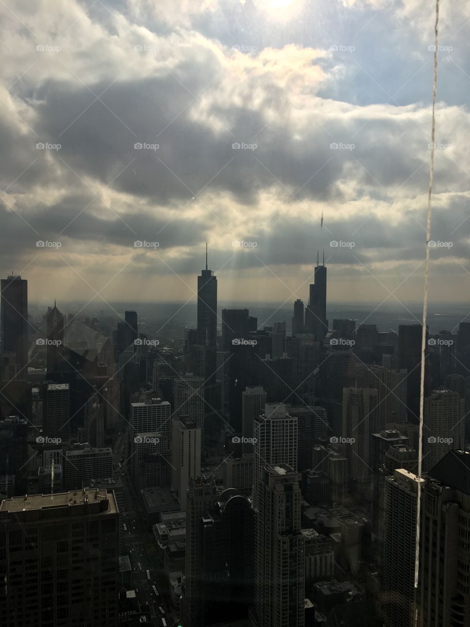 View of popular chicago skyline buildings and architecture 