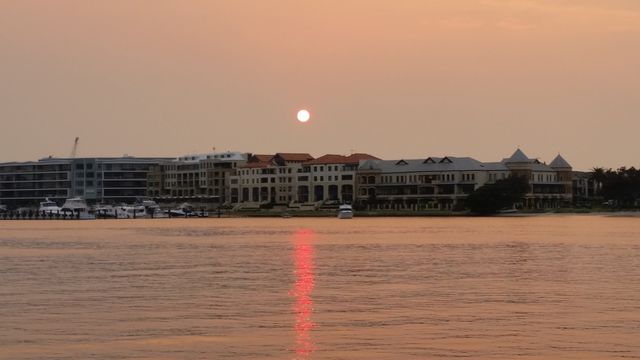 smoky sunset. smoke changed the sun to pink 