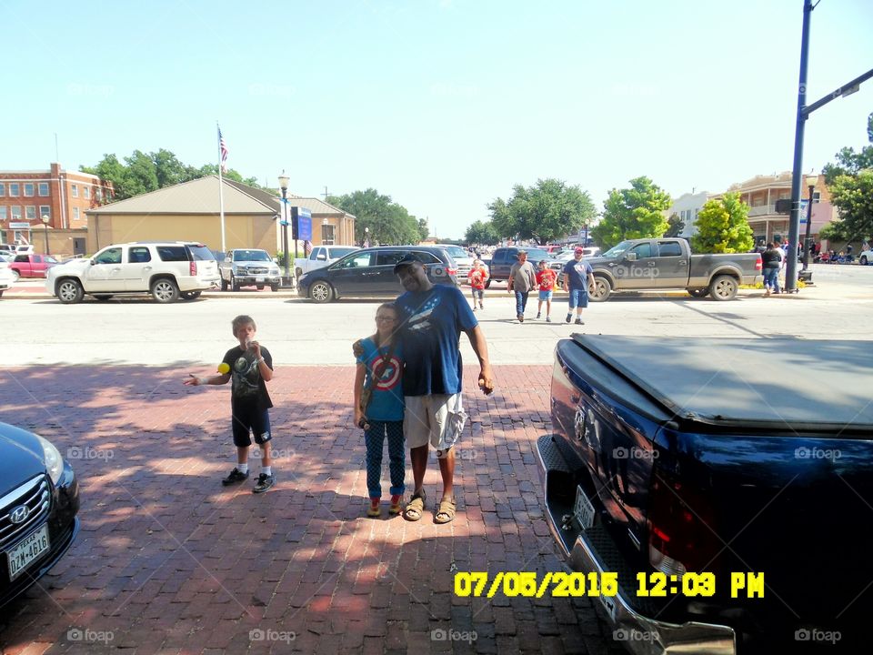 my co-worker. This is a picture of a guy who I work with that I saw while attending the fourth of July parade in Graham Texas
