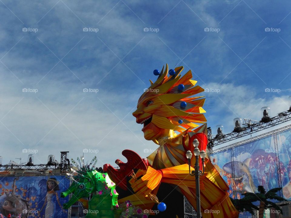 King of Carnival 2011 in Nice standing on the Place Massena.