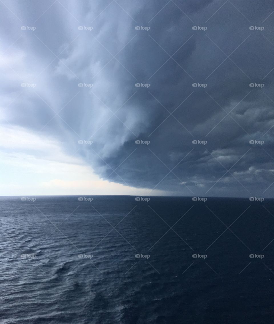 A storm brewing over the Atlantic Ocean. 