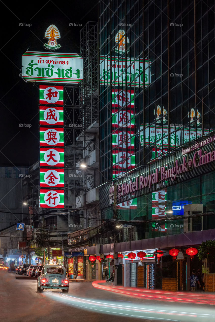 Beautiful night scene of Yoalwarat China town in Thailand