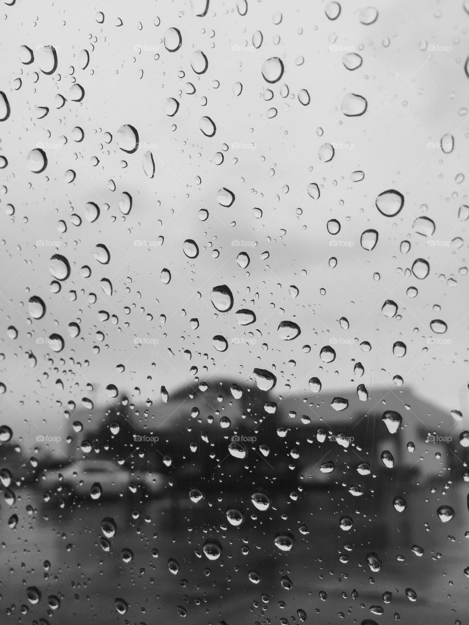 Raindrop on window glass