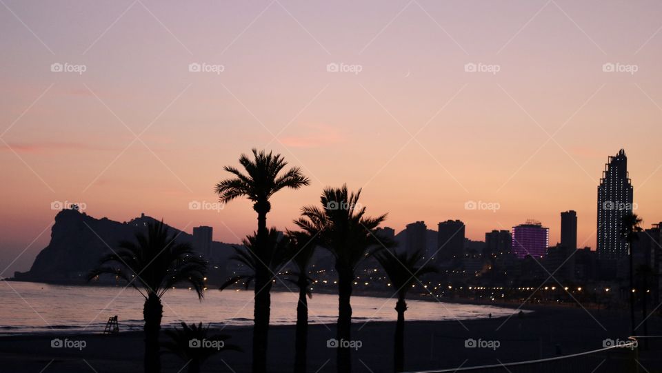 sunset over the city